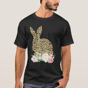 Camiseta Chicas de flores de conejo de leopardo de impresió
