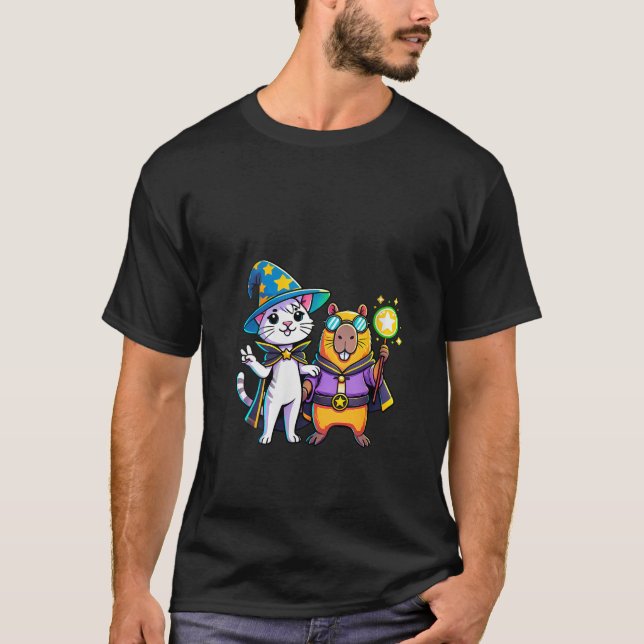 Camiseta Chicas de gato y mujer Capybara Halloween (Anverso)
