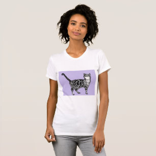 Camiseta Chicas de gatos de Tabby en blanco y negro camiset