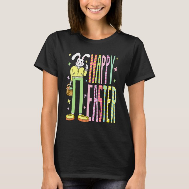 Camiseta Chicas de Happy Easter Cute Bunny Easter Basket Bo (Anverso)