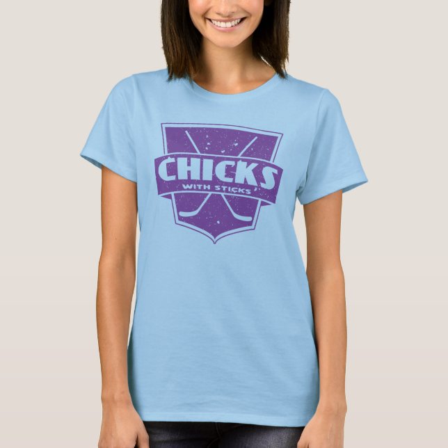Camiseta Chicas de hockey con palillos, nombre y número (Anverso)