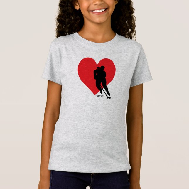 Camiseta Chicas de Hockey sobre el Corazón del Amor (Anverso)