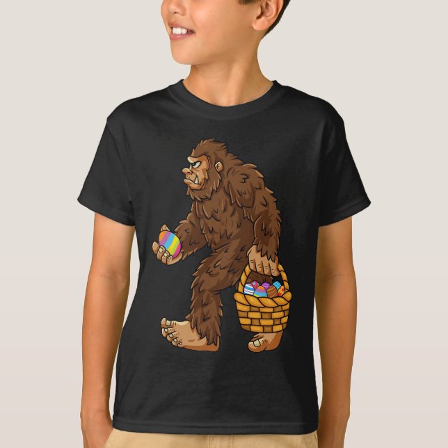 Camiseta Chicas de Huevos en Bigfoot Easter Day Niños diver (Anverso)