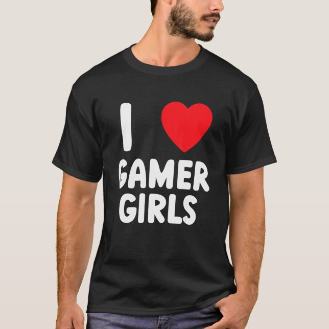Camiseta Chicas de Juego del Corazón Amo Chicas de Gamer 2 (Anverso)