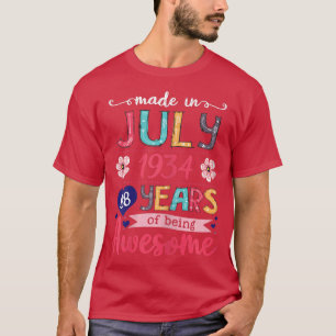 Camiseta Chicas de julio de 1934 Regalo de cumpleaños de 88