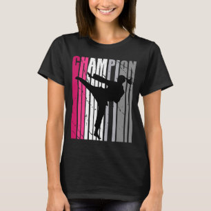 Camiseta Chicas de karate rosado Fem retro colorido al cump