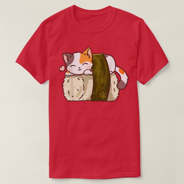 Camiseta Chicas de Kawaii Neko y de sushi Cat Anime (Diseño del anverso)