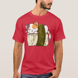 Camiseta Chicas de Kawaii Neko y de sushi Cat Anime