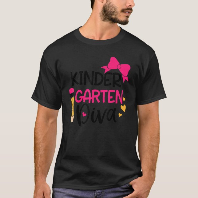 Camiseta Chicas de Kindergarten Diva feliz primer día de cl (Anverso)