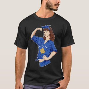 Camiseta Chicas de Kosovo con bandera de Kosovo