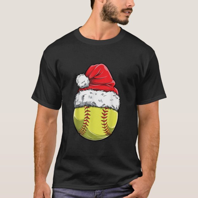Camiseta Chicas de la Bola de Softbol Santa Navidades Funny (Anverso)