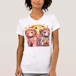 Camiseta Chicas de la Luna Hippie, Chica anime, dan un sign
