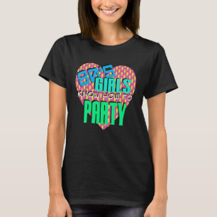 Camiseta chicas de los años 80 Fiesta de los 80 con tema de