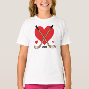 Camiseta Chicas de Love Heart Hockey Sticks