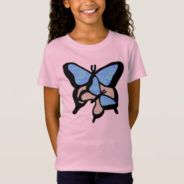 Camiseta Chicas de mariposas azules y rosas Tee (Anverso)