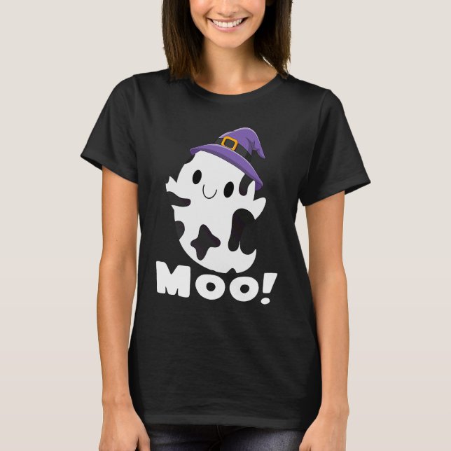 Camiseta Chicas de Moo Cow Ghost Halloween (Anverso)