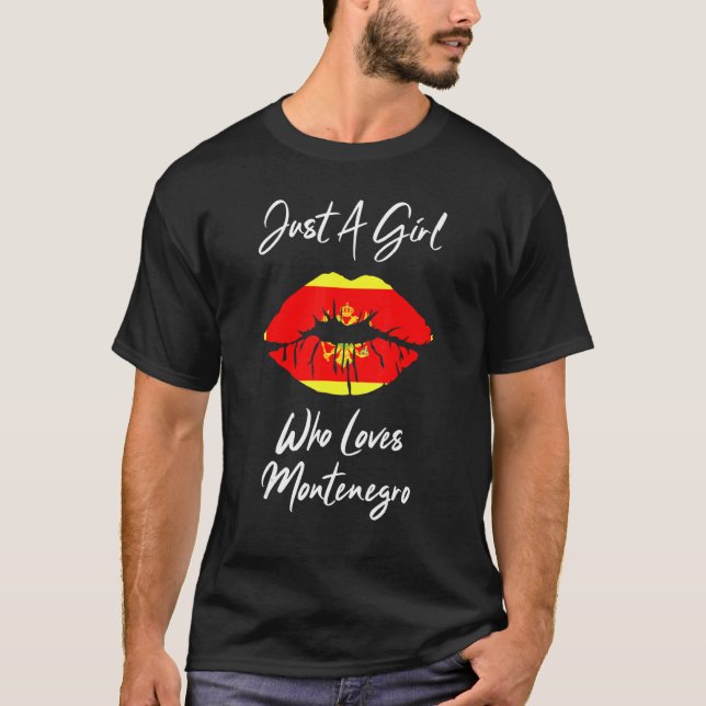 Camiseta Chicas de mujeres lip aman la bandera de Montenegr (Anverso)