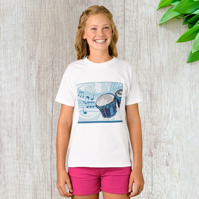 Camiseta Chicas de música Blue Bongo Drum (Subido por el creador)
