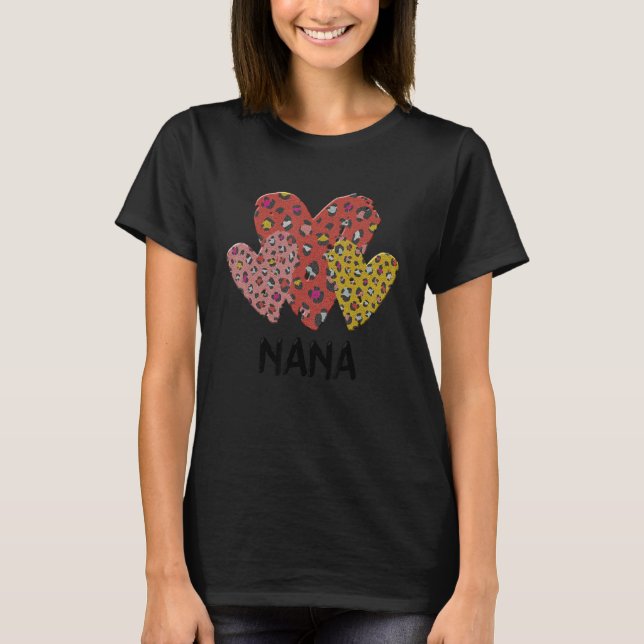 Camiseta Chicas de Nana Hearts Leopard Plaid Vlentines Day (Anverso)