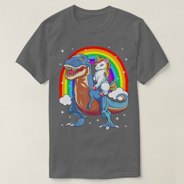 Camiseta Chicas de niños de Unicornio en bicicleta de T rex (Diseño del anverso)