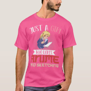 Camiseta Chicas de Otaku Manga japonesa Doodling Sketling M