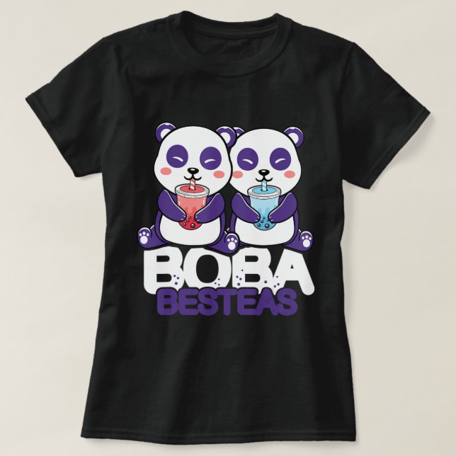 Camiseta Chicas de Panda Boba Bubble Tea Anime Kawaii Neko (Diseño del anverso)