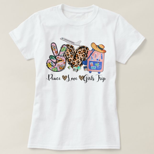 Camiseta Chicas de Paz Amor Viaje Leopard Corazón Salto Equ (Diseño del anverso)