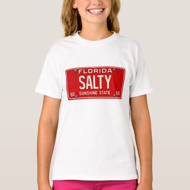 Camiseta Chicas de Placa de Matrícula Retro de Florida de V (Anverso)