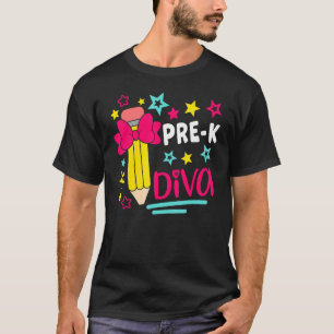 Camiseta Chicas de pre K Diva encabezan Bow Star Student &