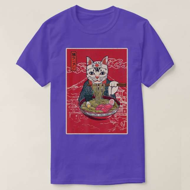 Camiseta Chicas de regalo japoneses Ramen Anime, un gato ka (Diseño del anverso)