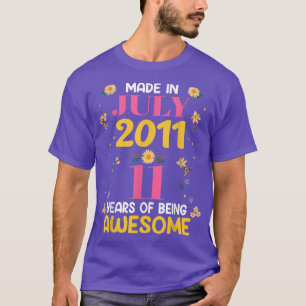 Camiseta chicas de regalos de 11 años hechos en julio de 20