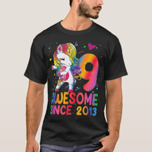 Camiseta chicas de Regalos de 9 años Dabbing Unicorn Novena