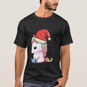 Camiseta Chicas de renos pajama de Santa Hat unicornio