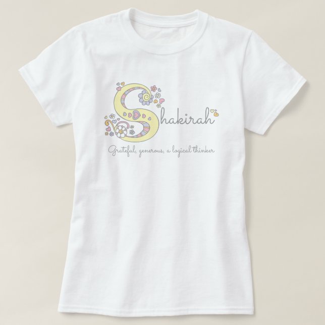 Camiseta Chicas de Shakirah Nombre y significado de camiset (Diseño del anverso)
