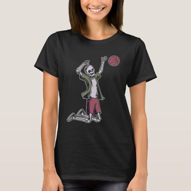 Camiseta Chicas de Skeleton Basketball Halloween (Anverso)