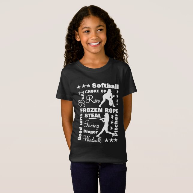Camiseta Chicas de Softball Sports Terminoligy Words Typogr (Anverso completo)