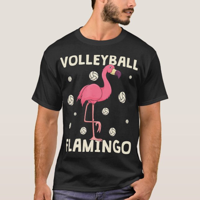 Camiseta Chicas de voleibol de playa divertidos de Flamingo (Anverso)