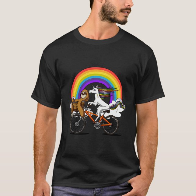 Camiseta Chicas del arcoiris mágicos en bicicleta de unicor (Anverso)