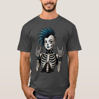 Camiseta Chicas del Chica de Punk de Guay Skeleton Punk Roc