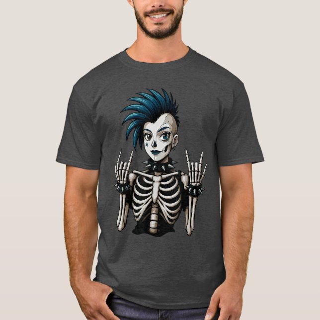 Camiseta Chicas del Chica de Punk de Guay Skeleton Punk Roc (Anverso)