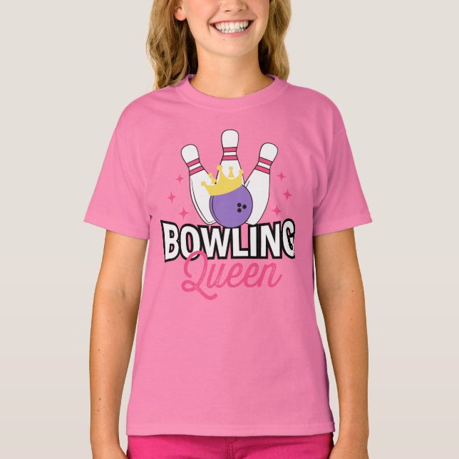 Camiseta Chicas del equipo Bowler Queen Cute Cumpleaños (Anverso)