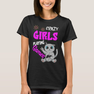 Camiseta Chicas del jugador Cute Gamer Consolas de gato Jue