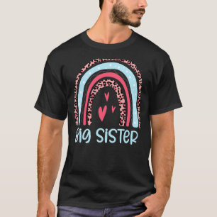 Camiseta Chicas del Leopard Rainbow Big Sister Invitación