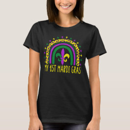 Camiseta Chicas del primer mardi gras de leopardo arcoiris