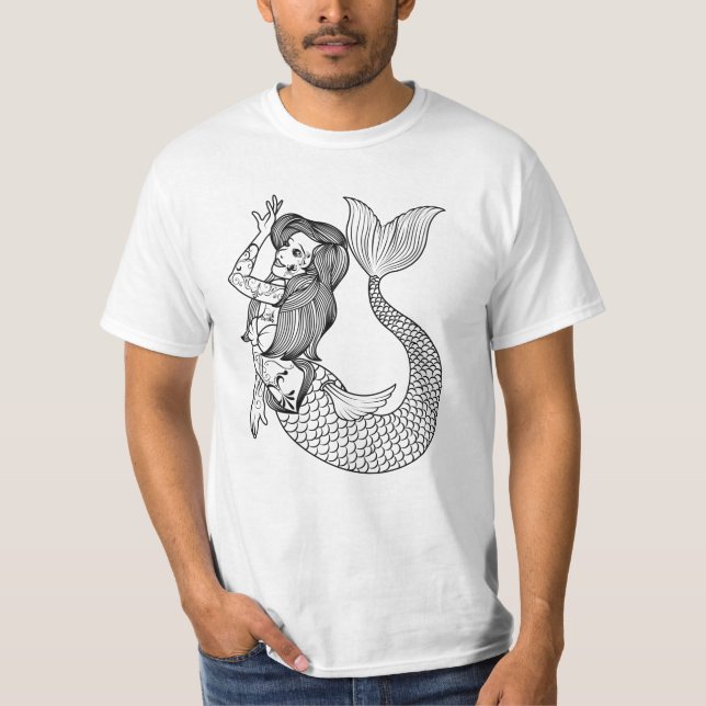Camiseta Chicas del tatuaje de arte de la sirena (Anverso)