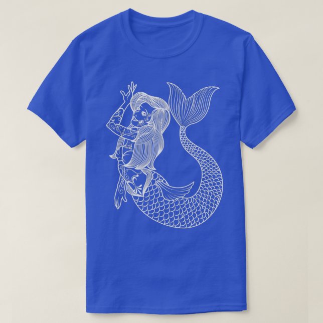 Camiseta Chicas del tatuaje de la sirena de la servidora (Diseño del anverso)