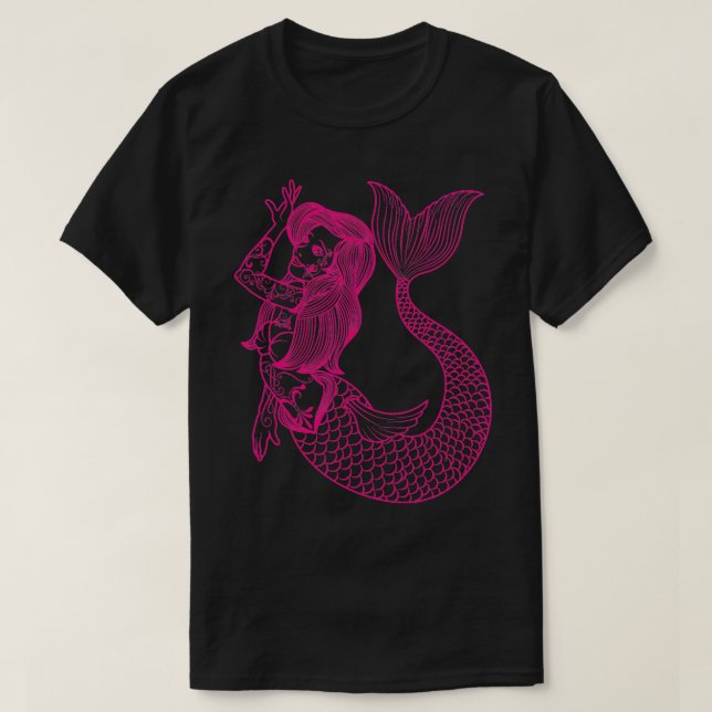 Camiseta Chicas del tatuaje de la sirena de la servidora (Diseño del anverso)