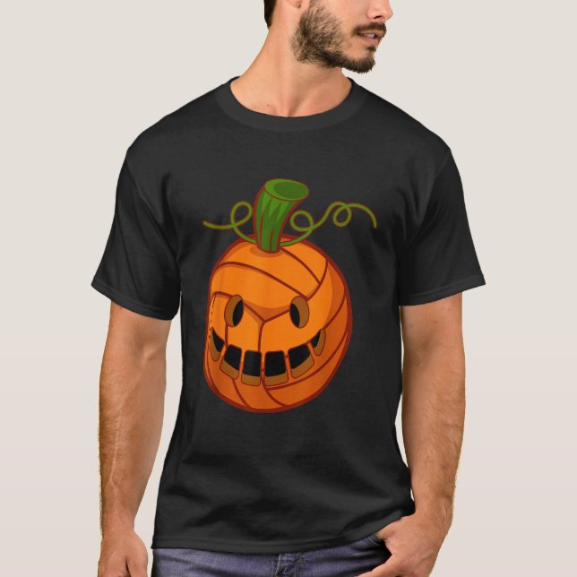 Camiseta Chicas divertidos de voleibol de calabaza en Hallo (Anverso)