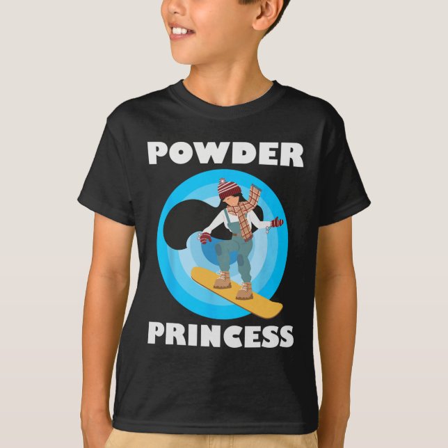 Camiseta Chicas divertidos en Snowboard Powder Princess (Anverso)