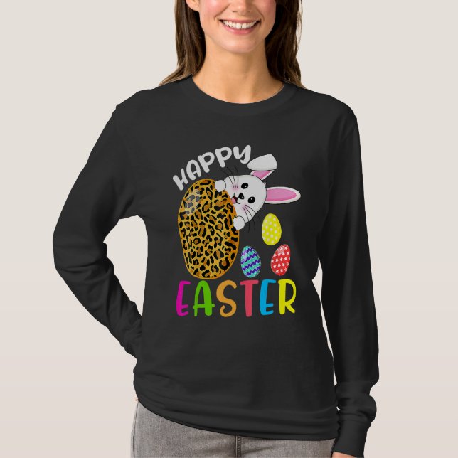 Camiseta Chicas dominicales de Easter Leopard Bunny Rabbit  (Anverso)